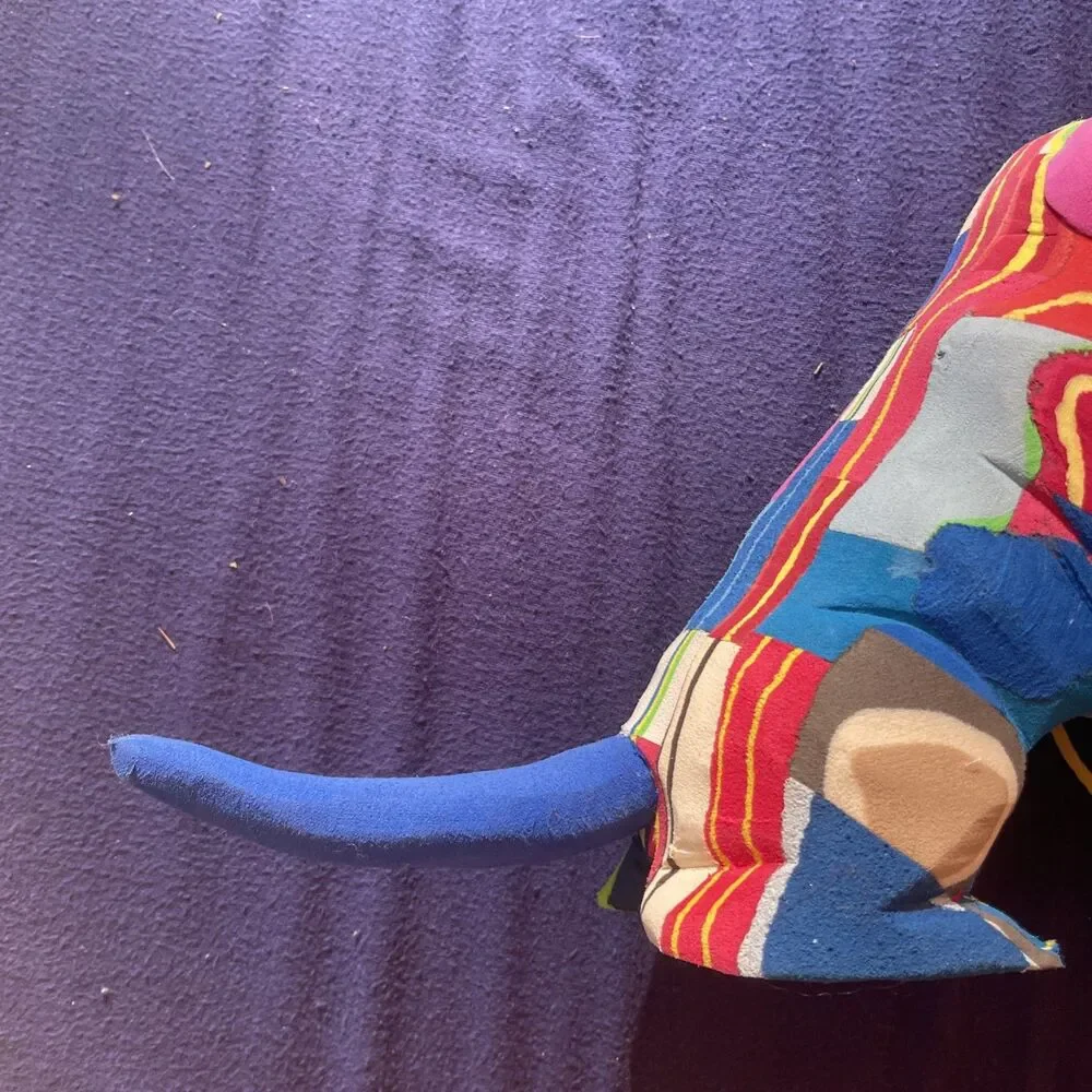 Ocean Sole Recycled Flip Flop Art Medium Sitting Dog Sculpture Handcarved 7.5